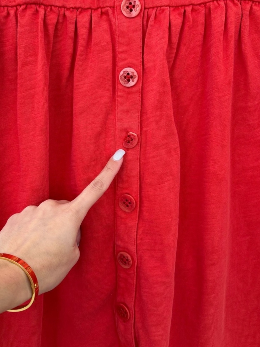 J. Crew Red Cotton Boho Button Dress - Picture 7 of 7